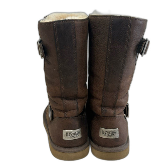 UGG Boots Women's Size 7 Brown Kensington Leather Shearling Boot Australia 5678 - Picture 4 of 12